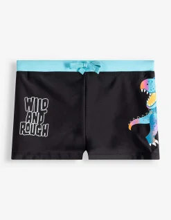 Badehose - Dinosaurier - schwarz