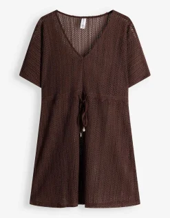 Badeponcho - Strick - braun
