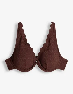 Bikinitop - Spitzenbesatz - braun