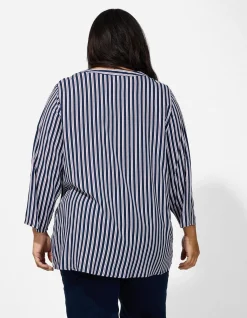 Bluse - Allover-Muster - dunkelblau