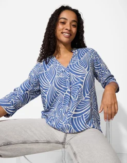 Bluse - Allover-Muster - hellblau