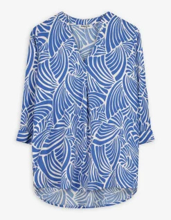 Bluse - Allover-Muster - hellblau