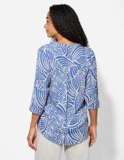Bluse - Allover-Muster - hellblau