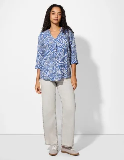 Bluse - Allover-Muster - hellblau