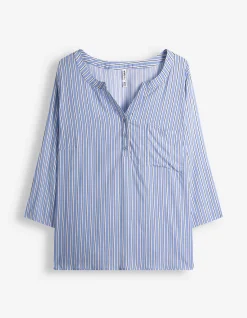 Bluse - Allover-Muster - hellblau