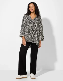 Bluse - Allover-Muster - schwarz