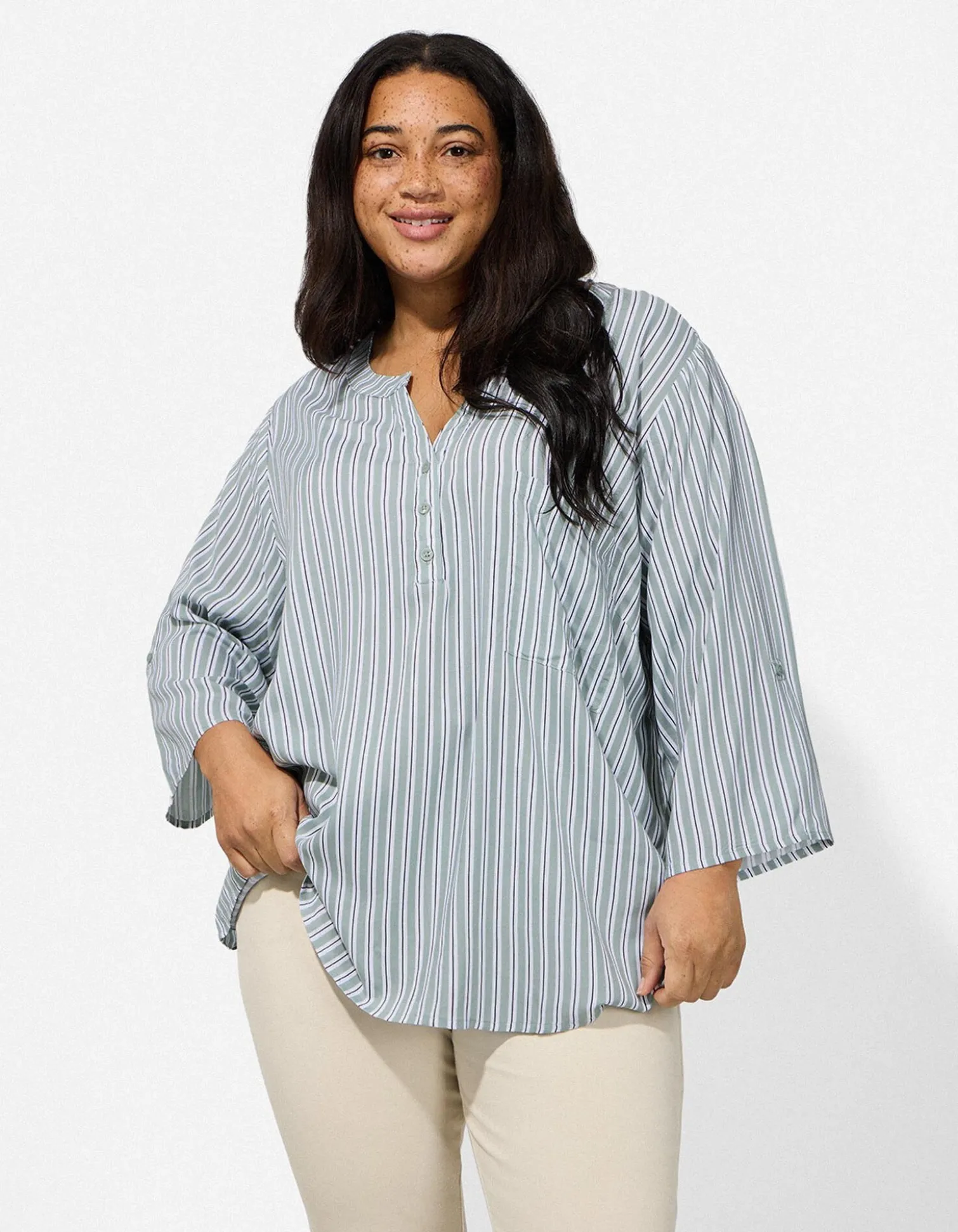 Bluse - Allover-Muster - türkis