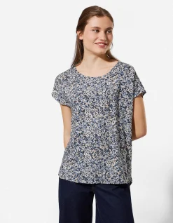 Bluse - Allover-Print - blau