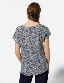 Bluse - Allover-Print - blau