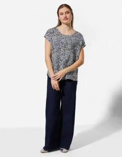 Bluse - Allover-Print - blau