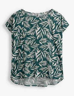 Bluse - Allover-Print - dunkelgrün