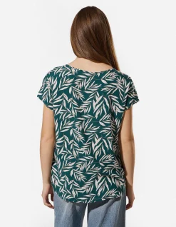 Bluse - Allover-Print - dunkelgrün