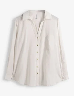 Bluse - Brusttasche - Beige