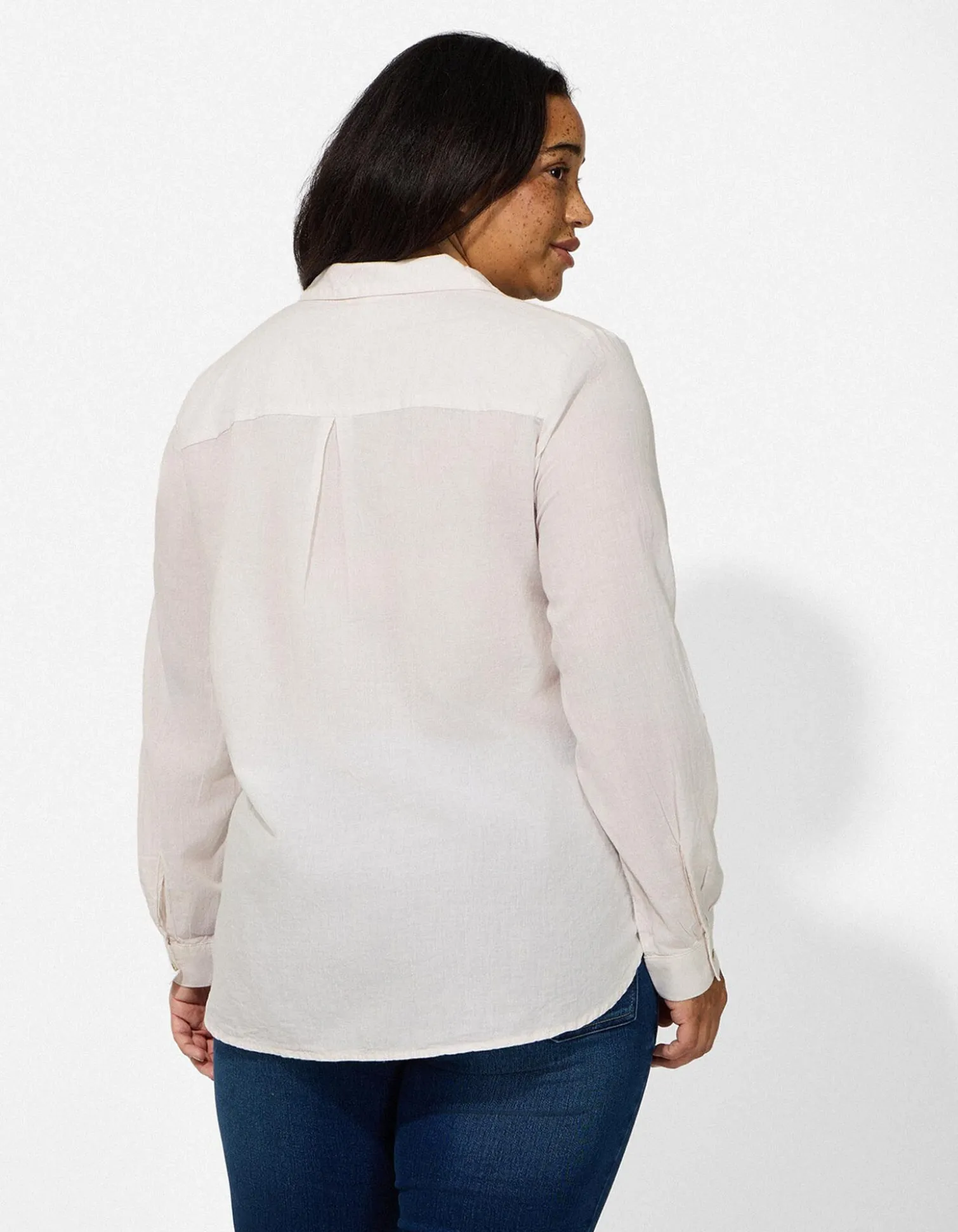 Bluse - Brusttasche - Beige