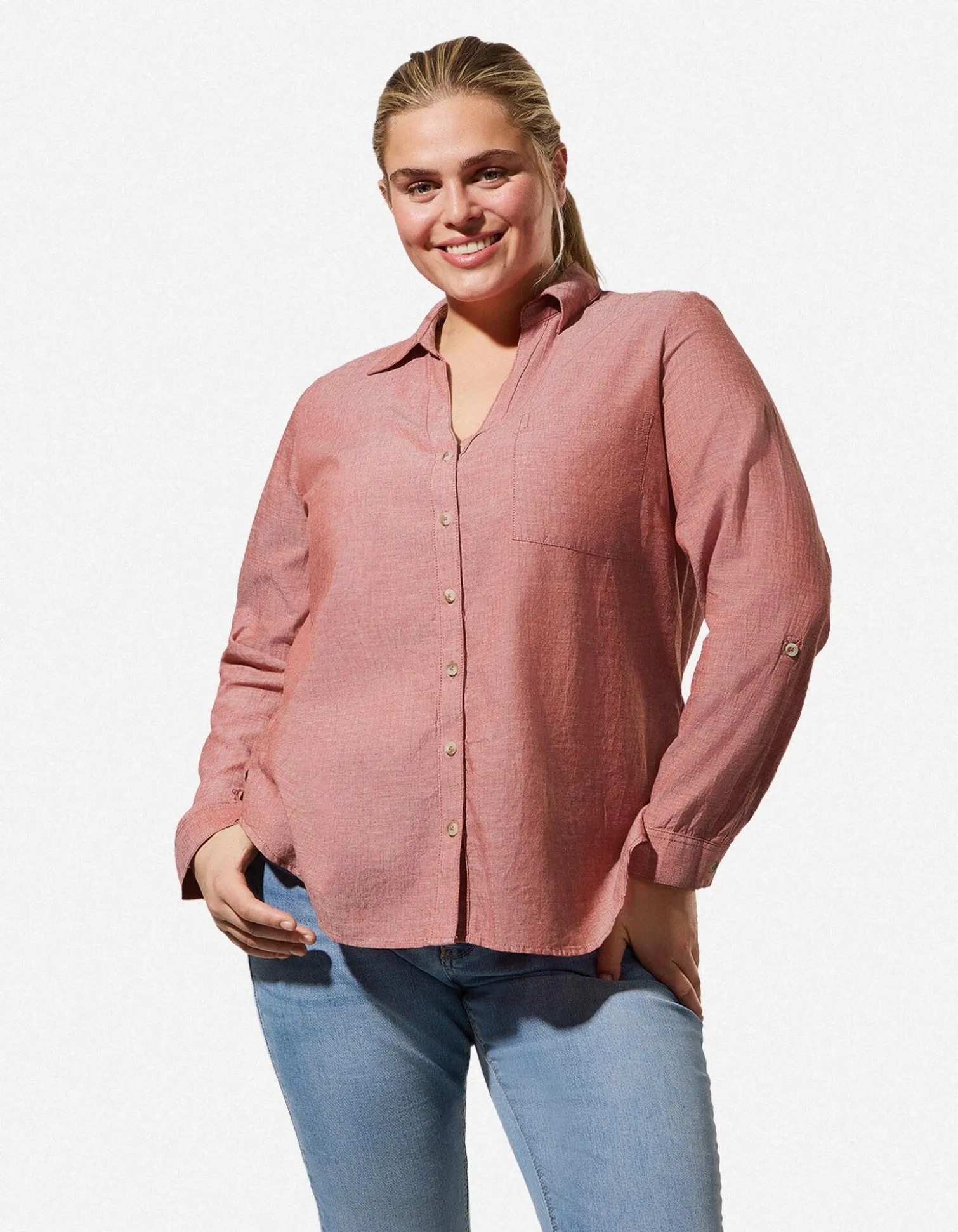 Bluse - Brusttasche - dunkelrot