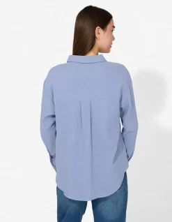 Bluse - einfarbig - blau