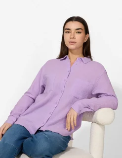 Bluse - einfarbig - lila