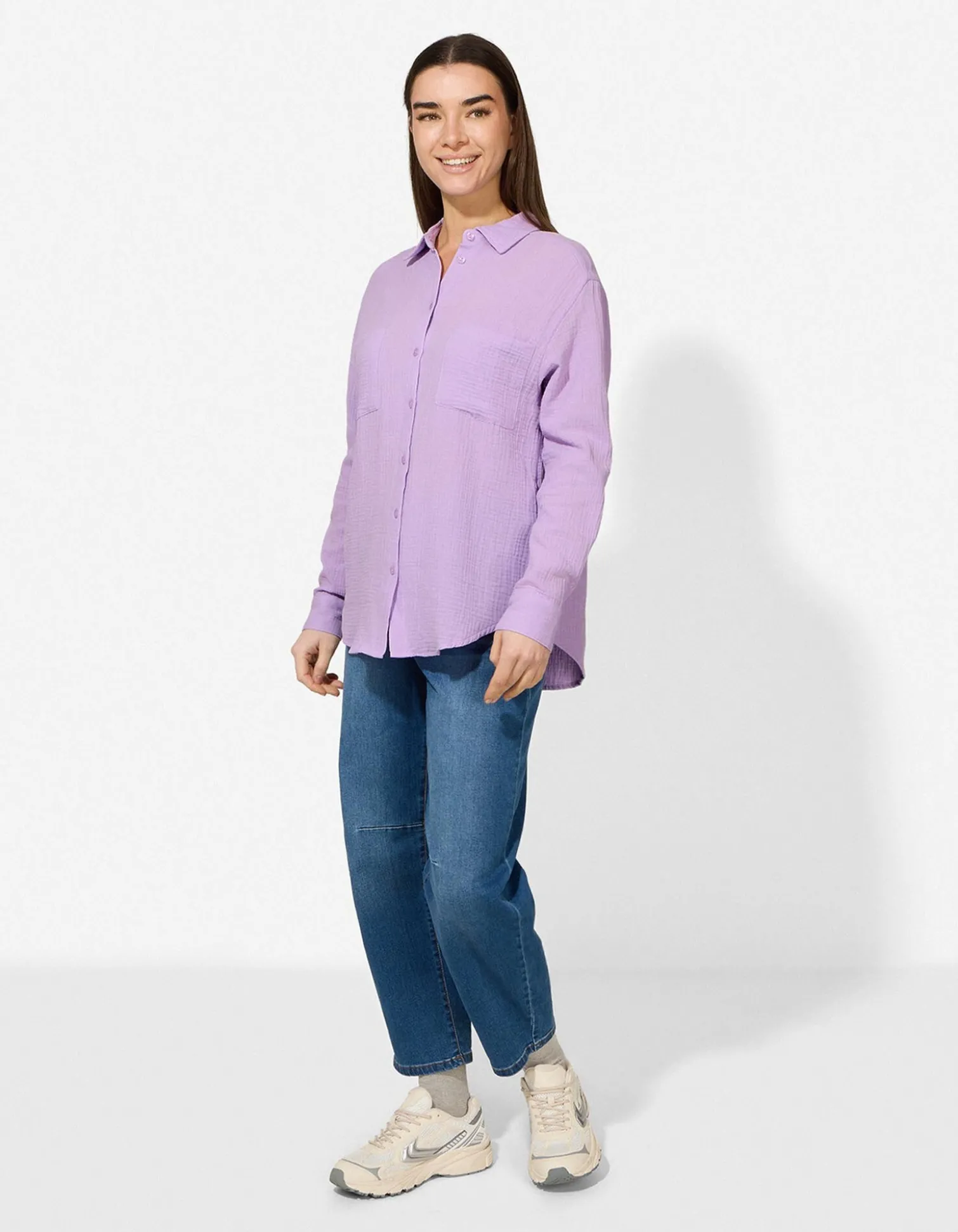 Bluse - einfarbig - lila