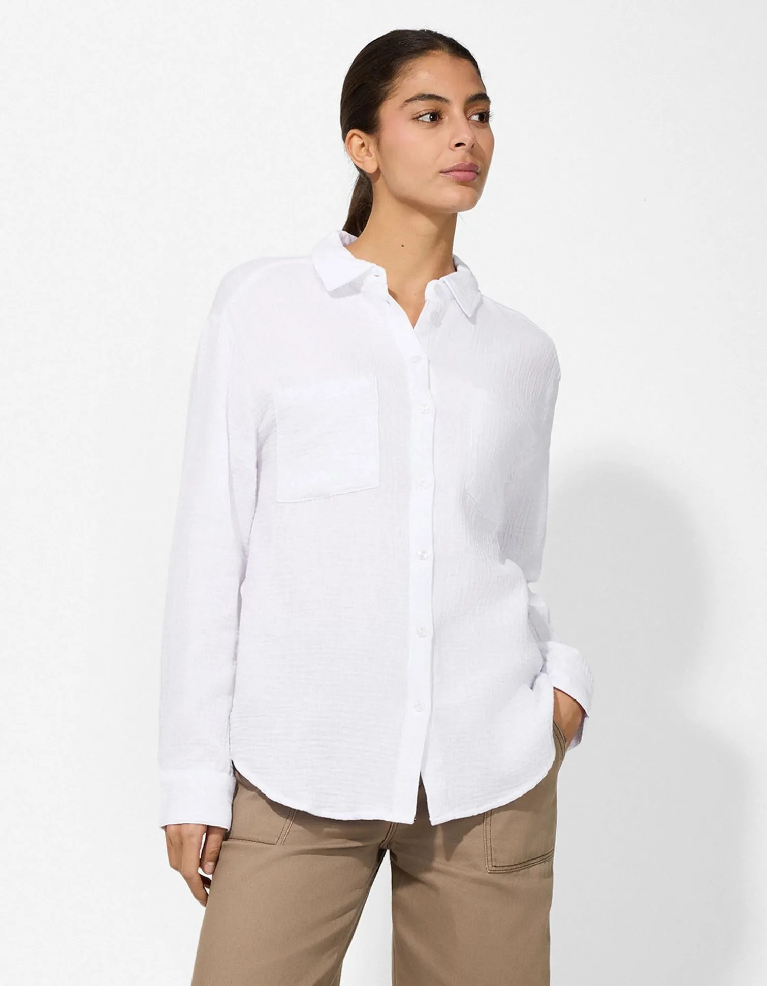 Bluse - einfarbig - weiß