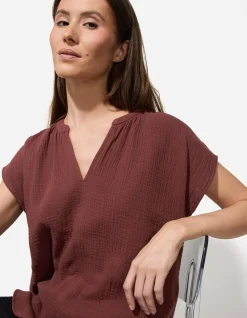 Bluse - Musselin - dunkelbraun