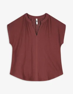 Bluse - Musselin - dunkelbraun