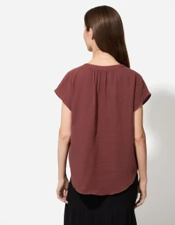Bluse - Musselin - dunkelbraun