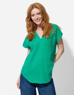Bluse - Musselin - grün