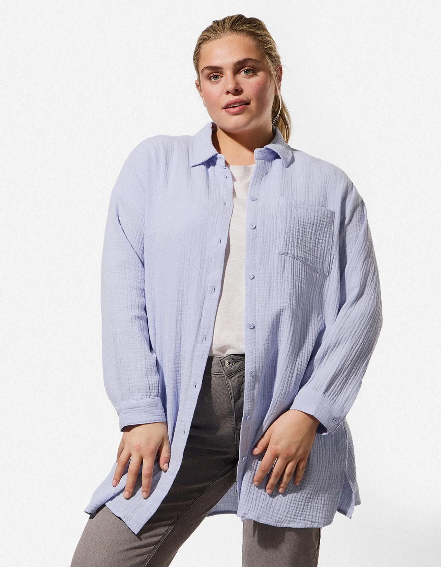 Bluse - Musselin - hellblau