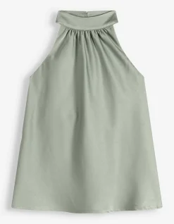 Bluse - Neckholder-Ausschnitt - türkis