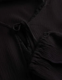 Bluse - Spitzenbesatz - schwarz