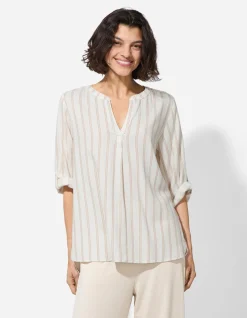Bluse - Streifen - beige