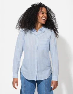 Bluse - Streifen - hellblau