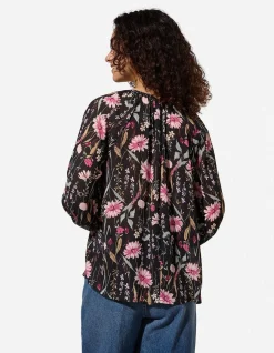 Bluse - Volants - schwarz