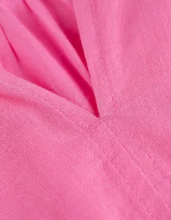 Blusenshirt - Serafino-Ausschnitt - pink
