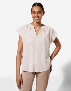 Blusenshirt - Streifen - beige