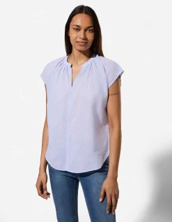 Blusenshirt - Streifen - hellblau