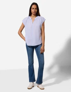 Blusenshirt - Streifen - hellblau