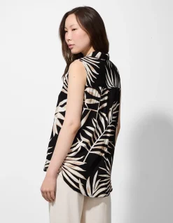 Blusentop - Allover-Print - schwarz
