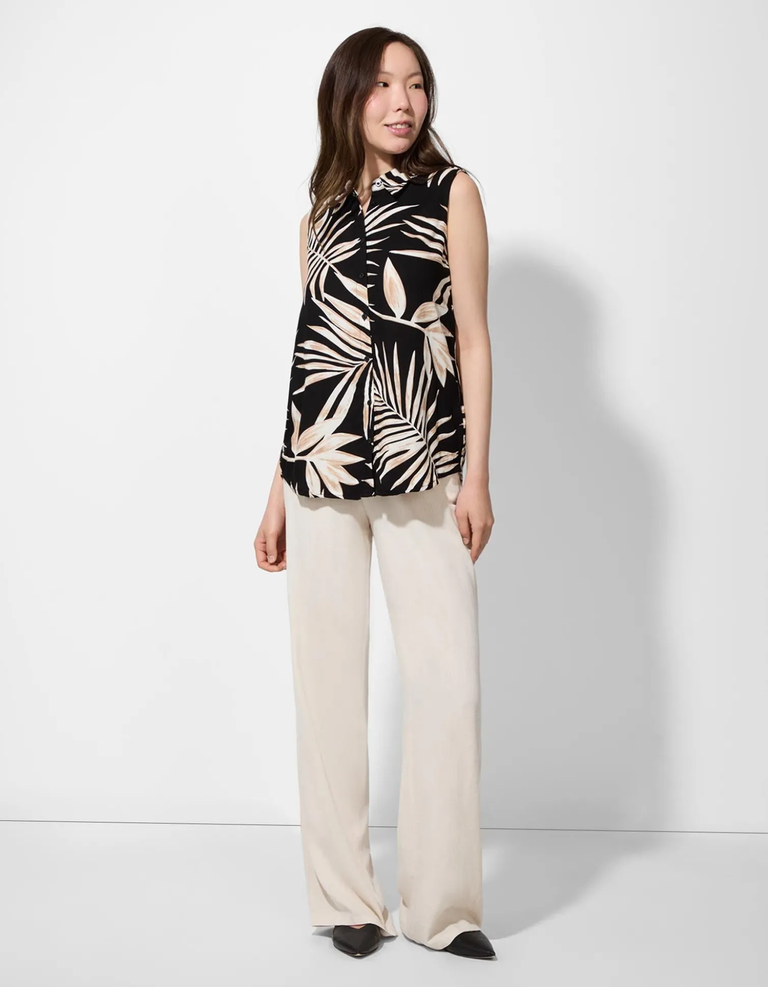 Blusentop - Allover-Print - schwarz