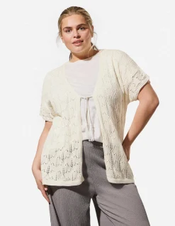 Cardigan - Baumwoll-Mix - weiß