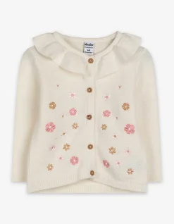 Cardigan - Stickerei - weiß