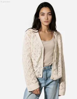 Cardigan - V-Ausschnitt - beige