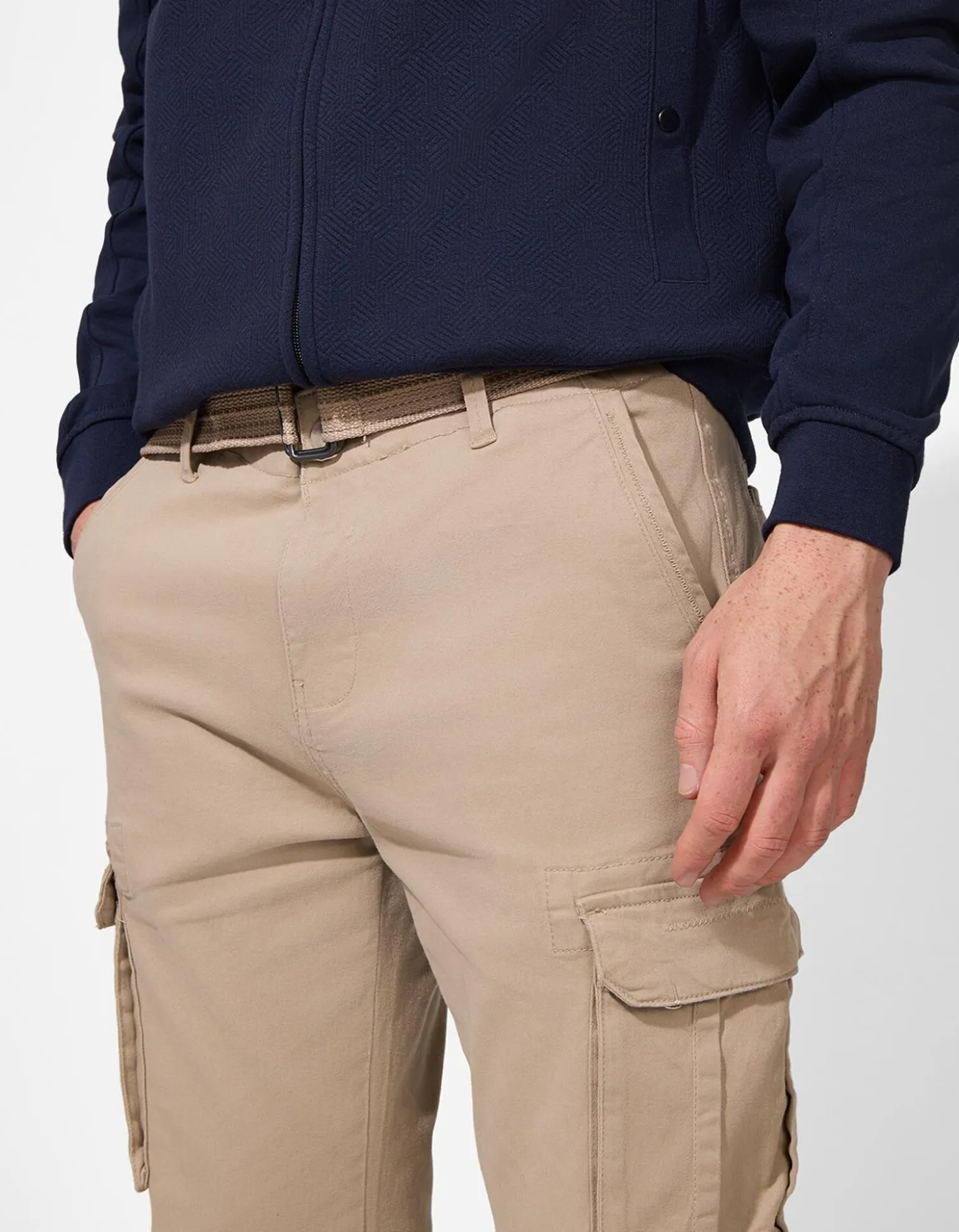 Cargohose - Gürtel - beige