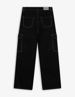 Cargohose - Kontrastnähte - schwarz
