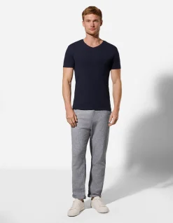 Chinohose - Leinen-Mix - dunkelblau