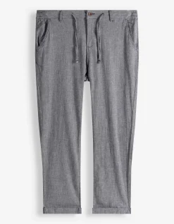 Chinohose - Leinen-Mix - dunkelblau