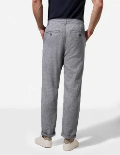 Chinohose - Leinen-Mix - dunkelblau