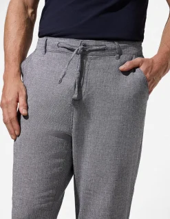 Chinohose - Leinen-Mix - dunkelblau