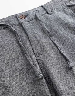 Chinohose - Leinen-Mix - dunkelblau