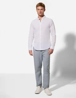 Chinohose - Leinen-Mix - grün
